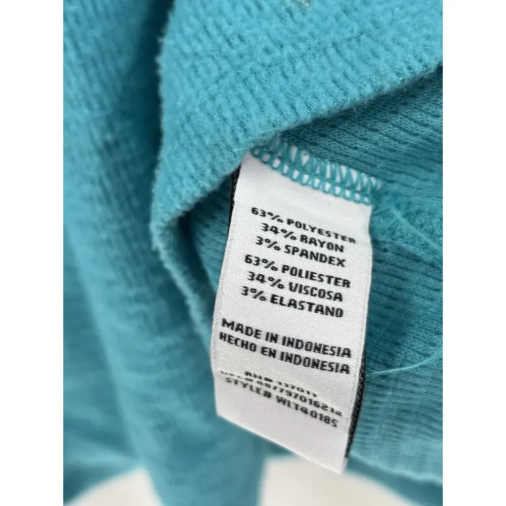 Wildfox Sweater Womens Medium Teal Blue V Neck Soft Knit Stretchy Pullover Top